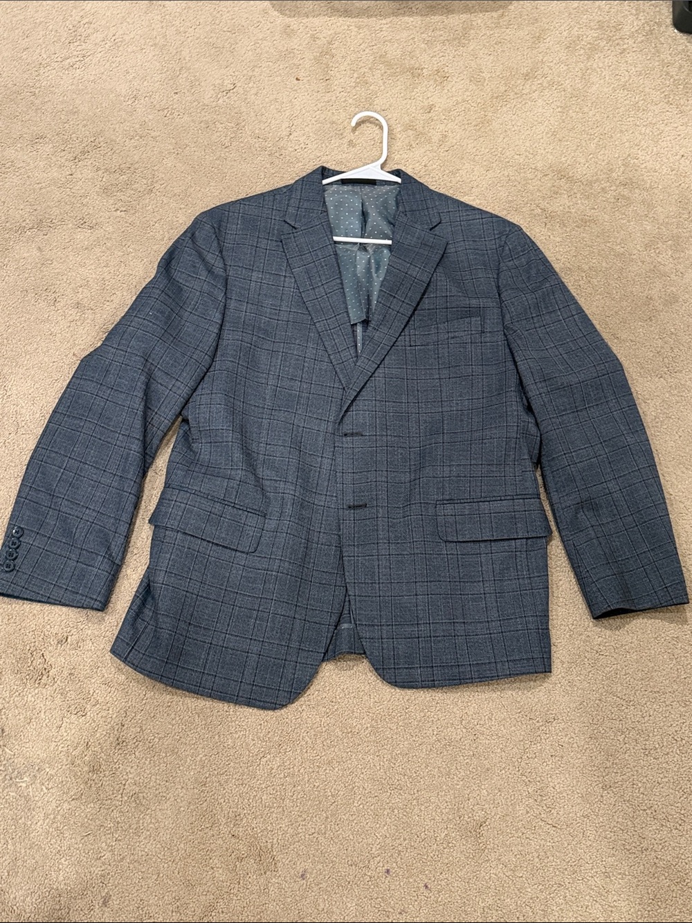 Men's Windowpane Gray Blazer - Classic Two-Button Suit Jacket